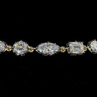 14K Yellow Gold Mixed Shape Station Bracelet with Emerald, Marquise, Oval & Brilliant Lab Diamonds - 5.50 Carats Total Diamond Weight - Covaloro Fine Jewelry