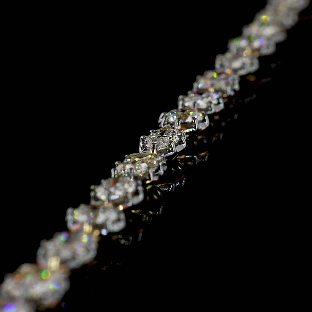 14K Yellow Gold Mixed Shape Station Bracelet with Emerald, Marquise, Oval & Brilliant Lab Diamonds - 5.50 Carats Total Diamond Weight - Covaloro Fine Jewelry