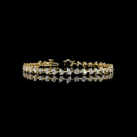 14K Yellow Gold Mixed Shape Station Bracelet with Emerald, Oval, Pear, and Marquise Cut Lab Diamonds - 3.87 Carat Total Weight (E-F Color, VS Clarity) - Covaloro Fine Jewelry