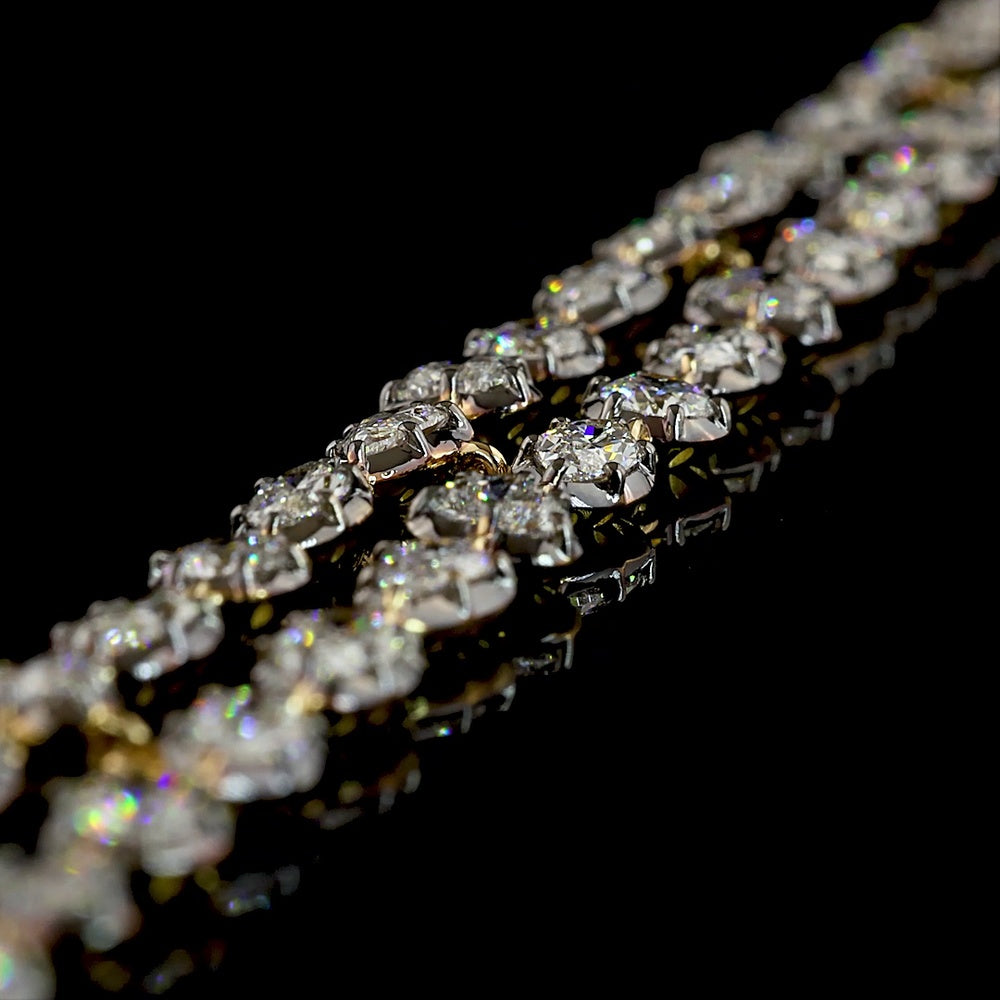14K Yellow Gold Mixed Shape Station Bracelet with Heart, Oval, Pear, and Brilliant Cut Lab Diamonds - 8.51 Carats Total Weight, E-F VS1 - Covaloro Fine Jewelry