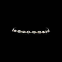 14K Yellow Gold Mixed Shape Station Bracelet with Marquise, Emerald, Oval, and Round Lab Diamonds - 5.45 Carats Total Diamond Weight - Covaloro Fine Jewelry