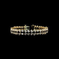 14K Yellow Gold Mixed Shape Station Bracelet with Oval, Emerald, Round, and Marquise Lab Diamonds - 3.98 Carat Total Diamond Weight - Covaloro Fine Jewelry
