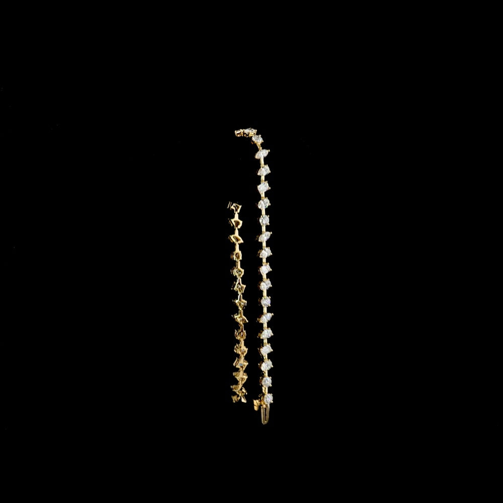 14K Yellow Gold Mixed Shape Station Bracelet with Oval, Emerald, Round, and Marquise Lab Diamonds - 3.98 Carat Total Diamond Weight - Covaloro Fine Jewelry