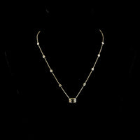 14K Yellow Gold Mixed Shape Station Necklace with Bezel Set Emerald Cut Lab Diamond Center - 3.02 Carats Total Diamond Weight - Covaloro Fine Jewelry