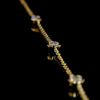 14K Yellow Gold Mixed Shape Station Necklace with Bezel Set Emerald Cut Lab Diamond Center - 3.02 Carats Total Diamond Weight - Covaloro Fine Jewelry