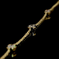 14K Yellow Gold Mixed Shape Station Necklace with Bezel Set Emerald Cut Lab Diamond Center - 3.02 Carats Total Diamond Weight - Covaloro Fine Jewelry