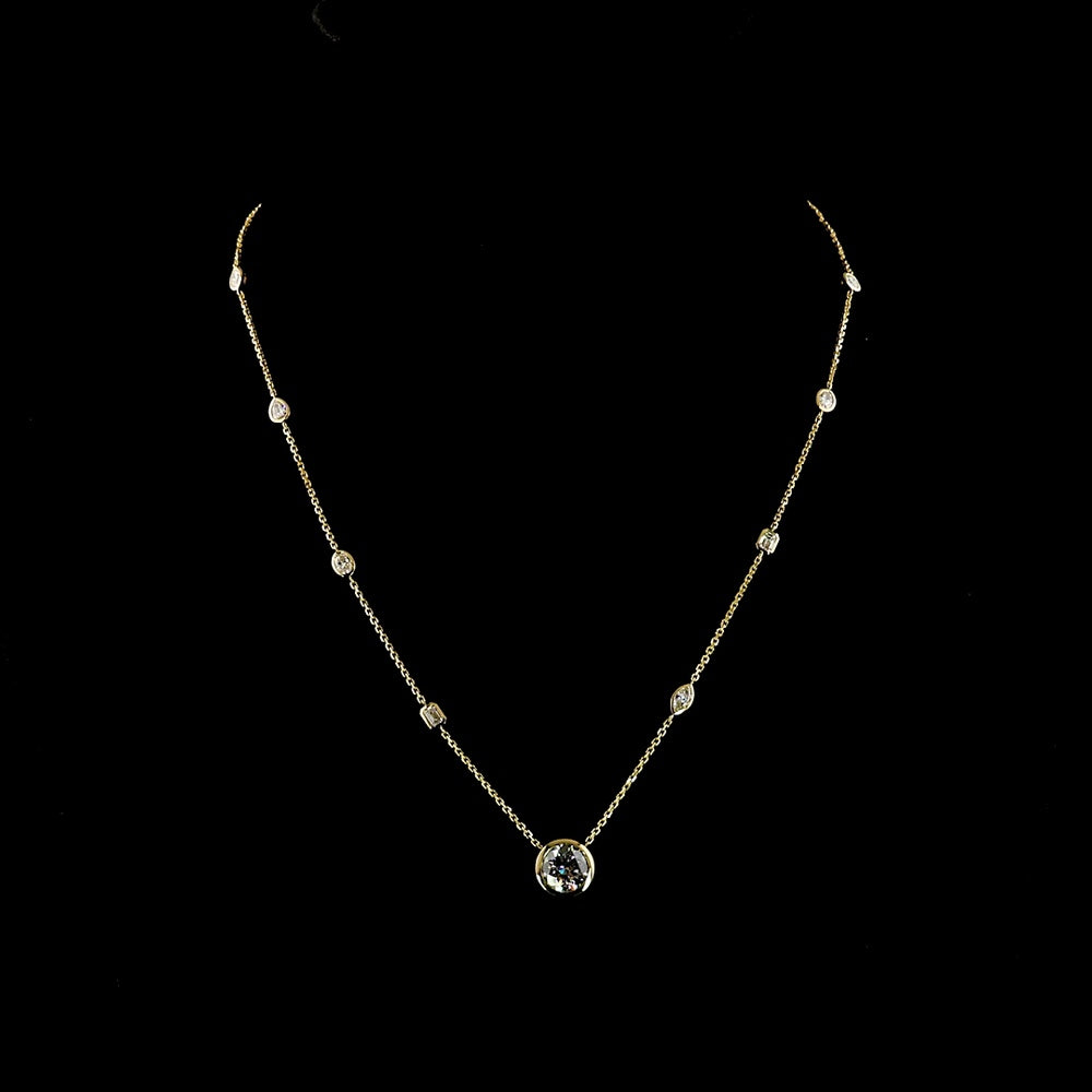 14K Yellow Gold Mixed Shape Station Necklace with Bezel Set Lab Diamonds - 3.05 Carat Total Diamond Weight - Covaloro Fine Jewelry