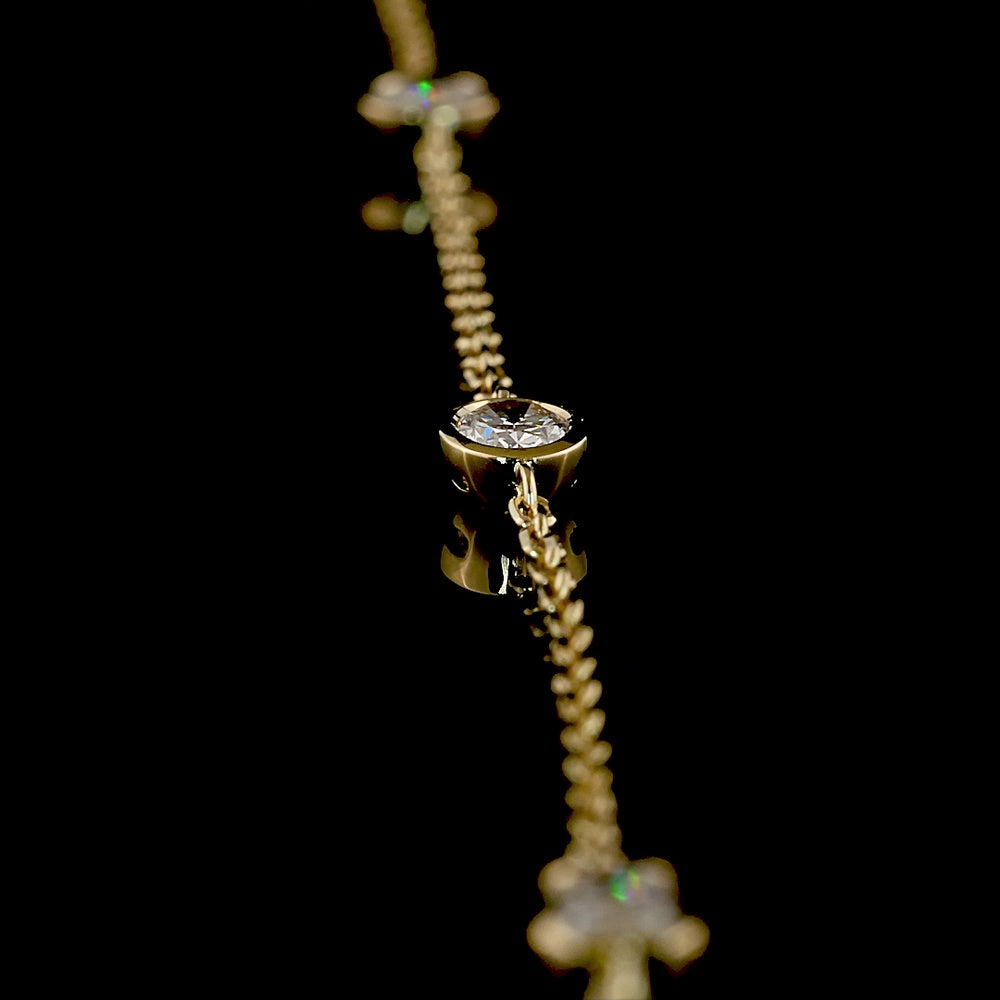 14K Yellow Gold Mixed Shape Station Necklace with Bezel Set Lab Diamonds - 3.05 Carat Total Diamond Weight - Covaloro Fine Jewelry
