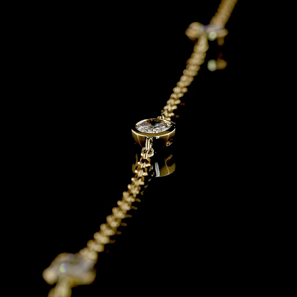 14K Yellow Gold Mixed Shape Station Necklace with Bezel Set Lab Diamonds - 3.05 Carat Total Diamond Weight - Covaloro Fine Jewelry