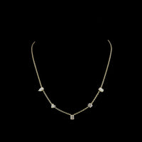 14K Yellow Gold Mixed Shape Station Necklace with Brilliant, Oval, Heart, Pear, and Emerald Cut Lab Diamonds - 2.60 Carats Total Diamond Weight - Covaloro Fine Jewelry