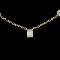 14K Yellow Gold Mixed Shape Station Necklace with Brilliant, Oval, Heart, Pear, and Emerald Cut Lab Diamonds - 2.60 Carats Total Diamond Weight - Covaloro Fine Jewelry