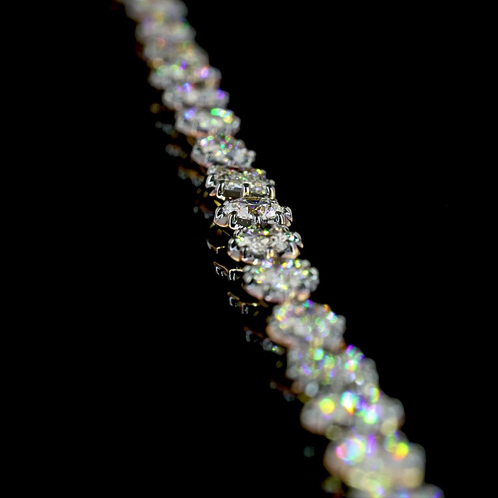 14K Yellow Gold Mixed Shape Station Necklace with Emerald, Marquise, Oval, and Pear Lab Diamonds - Black Rhodium Accents - 10.32 Carats Total Diamond Weight - Covaloro Fine Jewelry