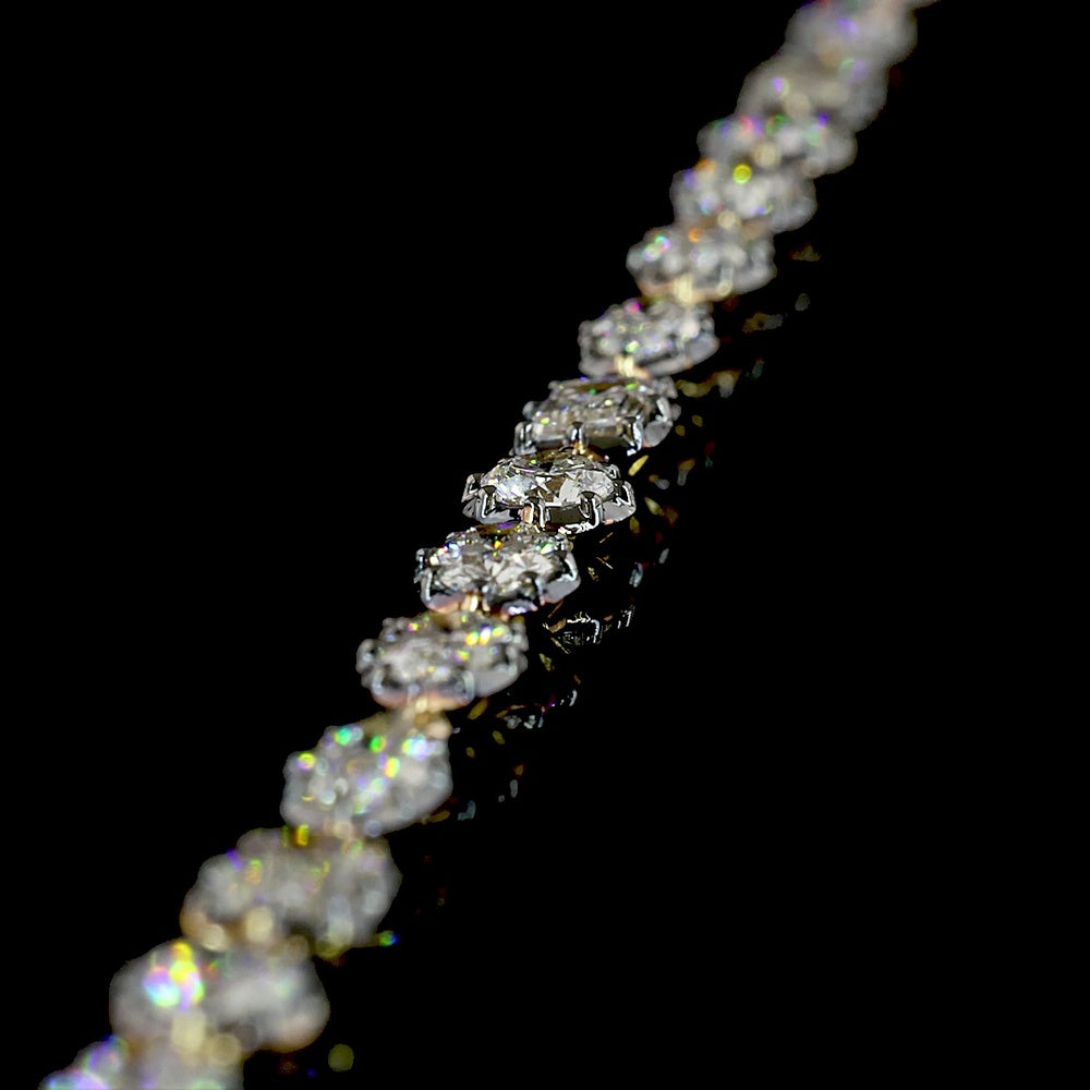 14K Yellow Gold Mixed Shape Station Necklace with Emerald, Marquise, Oval, and Pear Lab Diamonds in East-West Prong and Bezel Settings with Black Rhodium Accents - 11.27 Carats Total Diamond Weight - Covaloro Fine Jewelry