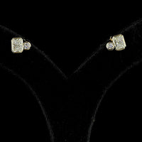 14K Yellow Gold Mixed Shape Stud Earrings with Bezel Set Radiant and Brilliant Cut Lab Diamonds - 1.46 Carats Total Diamond Weight - Covaloro Fine Jewelry