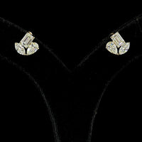 14K Yellow Gold Mixed Shape Stud Earrings with Emerald, Marquise, and Pear Lab Diamonds - 2.94 Carat Total Weight - Covaloro Fine Jewelry