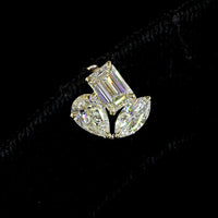 14K Yellow Gold Mixed Shape Stud Earrings with Emerald, Marquise, and Pear Lab Diamonds - 2.94 Carat Total Weight - Covaloro Fine Jewelry