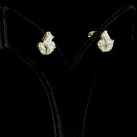 14K Yellow Gold Mixed Shape Stud Earrings with Emerald, Marquise, and Pear Lab Diamonds - 2.94 Carat Total Weight - Covaloro Fine Jewelry