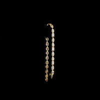 14K Yellow Gold Mixed Shape Tennis Bracelet with Bezel Set Emerald, Marquise, and Oval Lab Diamonds - 7.63 Carat Total Weight - Covaloro Fine Jewelry