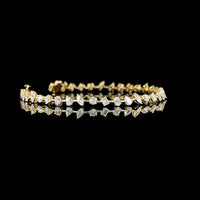 14K Yellow Gold Mixed Shape Tennis Bracelet with Inclined Prong Set Emerald & Brilliant Cut Lab Diamonds - 3.84 Total Carat Weight - Covaloro Fine Jewelry