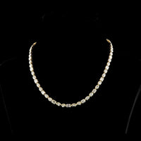 14K Yellow Gold Mixed Shape Tennis Necklace with Bezel Set Emerald, Oval, and Marquise Lab Diamonds - 15.91 Carats Total Diamond Weight - Covaloro Fine Jewelry