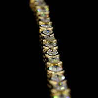 14K Yellow Gold Mixed Shape Tennis Necklace with Bezel Set Emerald, Oval, and Marquise Lab Diamonds - 15.91 Carats Total Diamond Weight - Covaloro Fine Jewelry