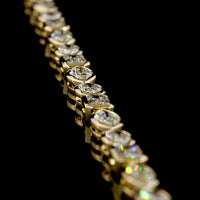 14K Yellow Gold Mixed Shape Tennis Necklace with Bezel-Set Emerald, Oval, and Marquise Natural Diamonds - 17.69 Carat Total Diamond Weight (E-F Color, VS Clarity) - Covaloro Fine Jewelry