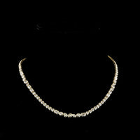 14K Yellow Gold Mixed Shape Tennis Necklace with Brilliant, Pear, and Emerald Cut Lab Diamonds - 9.23 Carats Total Diamond Weight - Covaloro Fine Jewelry