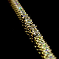 14K Yellow Gold Mixed Shape Tennis Necklace with Brilliant, Pear, and Emerald Cut Lab Diamonds - 9.23 Carats Total Diamond Weight - Covaloro Fine Jewelry