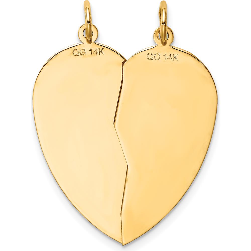 14K Yellow Gold Mizpah 2-Piece Heart Pendant with Engraved Genesis 31:49 Blessing by Oro Pregiato