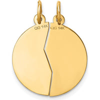14K Yellow Gold Mizpah Coin 2-Piece Round Charm with Engraved Heart Design by Oro Pregiato