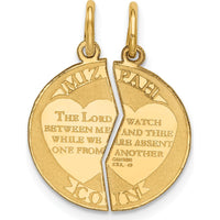 14K Yellow Gold Mizpah Coin Two-Piece Heart Pendant by Oro Pregiato