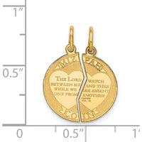 14K Yellow Gold Mizpah Coin Two-Piece Heart Pendant by Oro Pregiato