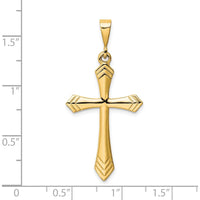 14K Yellow Gold Modern Cross Pendant with Polished Finish - 44mm Length by Oro Pregiato