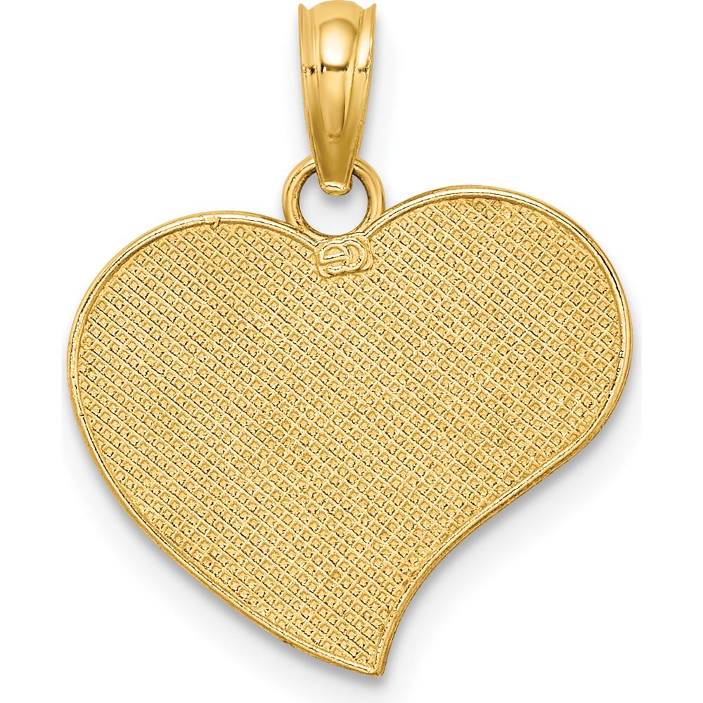 14K Yellow Gold MOM and Angel Heart Charm with White Rhodium Accents - 18.9mm Length by Oro Pregiato