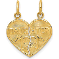 14K Yellow Gold MOM-Daughter 2-Piece Break-apart Heart Pendant by Oro Pregiato