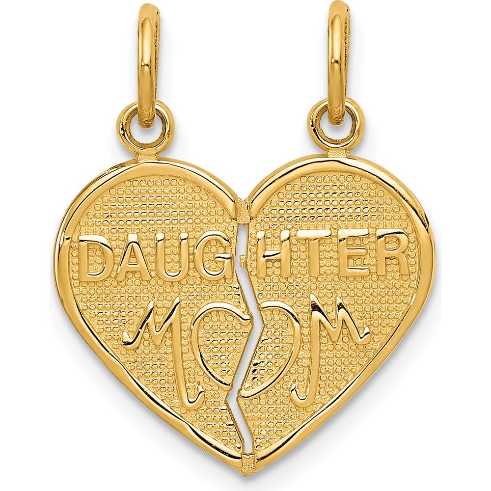14K Yellow Gold MOM-Daughter 2-Piece Break-apart Heart Pendant by Oro Pregiato