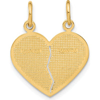 14K Yellow Gold MOM-Daughter 2-Piece Break-apart Heart Pendant by Oro Pregiato