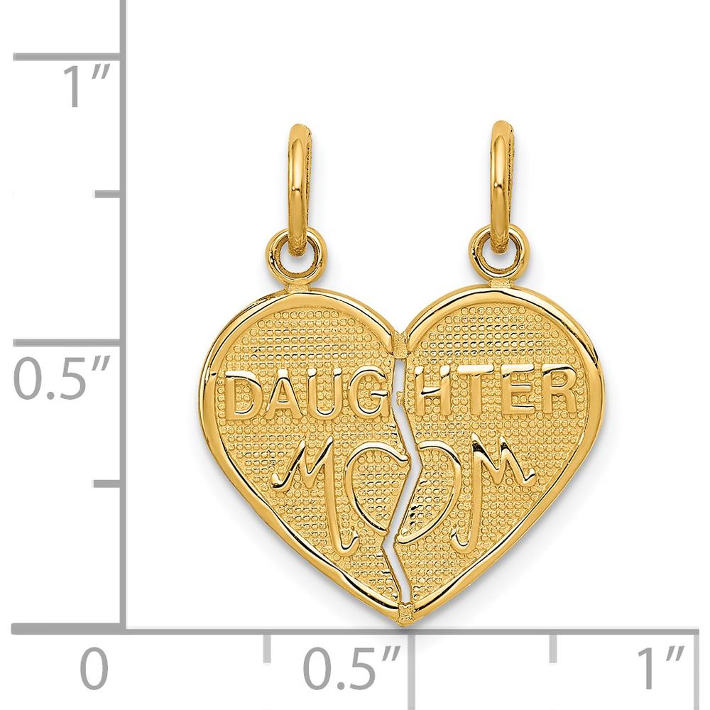 14K Yellow Gold MOM-Daughter 2-Piece Break-apart Heart Pendant by Oro Pregiato