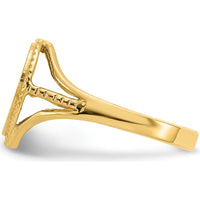14K Yellow Gold "Mom" Heart Ring with Textured Finish and Domed Design by Oro Pregiato