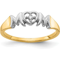 14K Yellow Gold MOM Ring with Round Diamond - 0.01 Carat Total Diamond Weight by 0