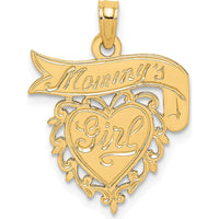 14K Yellow Gold "Mommy's Girl" Heart Charm Pendant - 17.6mm x 17.4mm by Oro Pregiato