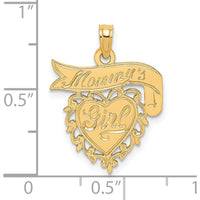 14K Yellow Gold "Mommy's Girl" Heart Charm Pendant - 17.6mm x 17.4mm by Oro Pregiato