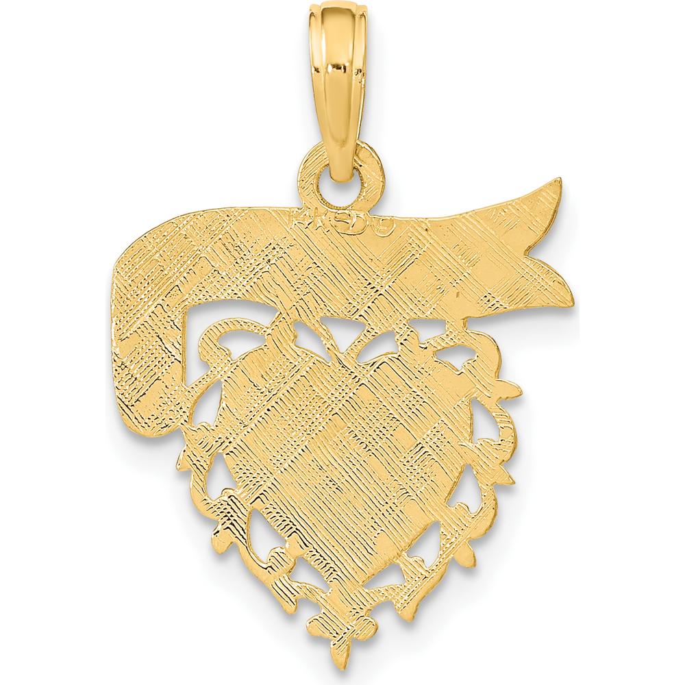 14K Yellow Gold "Mommy's Girl" Heart Charm Pendant - 17.6mm x 17.4mm by Oro Pregiato