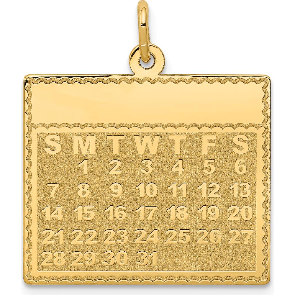 14K Yellow Gold "Monday the First Day" Engravable Calendar Pendant - Timeless Personalized Charm by Oro Pregiato