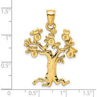14K Yellow Gold Money Tree Charm Pendant with Textured Back Design by Oro Pregiato