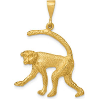 14K Yellow Gold Monkey Pendant Charm - Whimsical Themed Design by Oro Pregiato