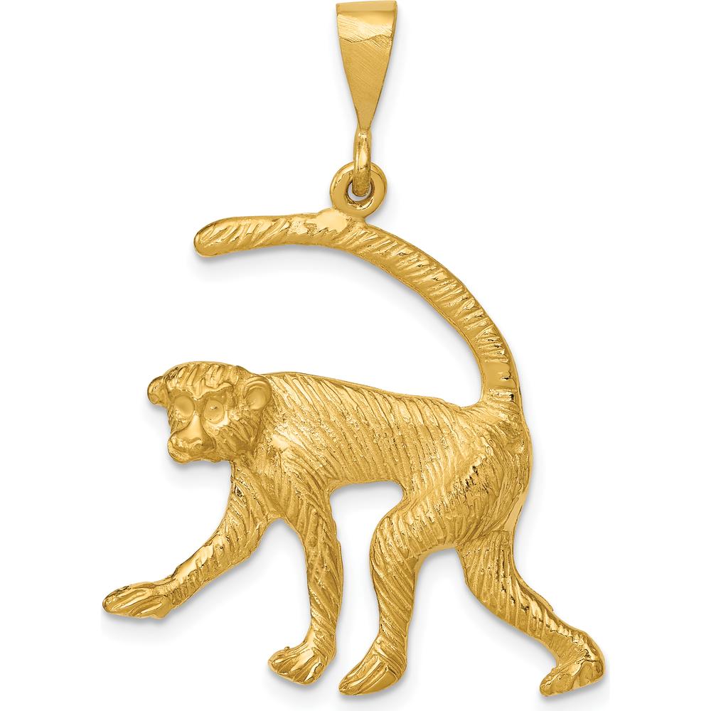 14K Yellow Gold Monkey Pendant Charm - Whimsical Themed Design by Oro Pregiato