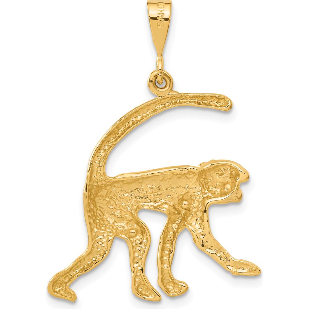 14K Yellow Gold Monkey Pendant Charm - Whimsical Themed Design by Oro Pregiato