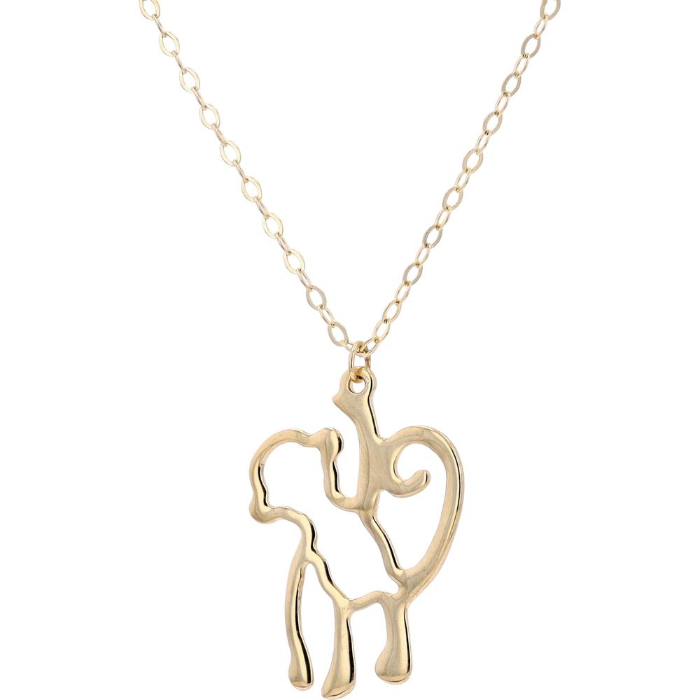 14K Yellow Gold Monkey Pendant Necklace with 18-Inch Chain