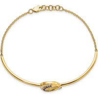 14K Yellow Gold Moon and Star Bangle Bracelet with Sapphire and Diamond Accents - 1/8 Carats Total Gemstone Weight by Monteluci Fine Jewelry